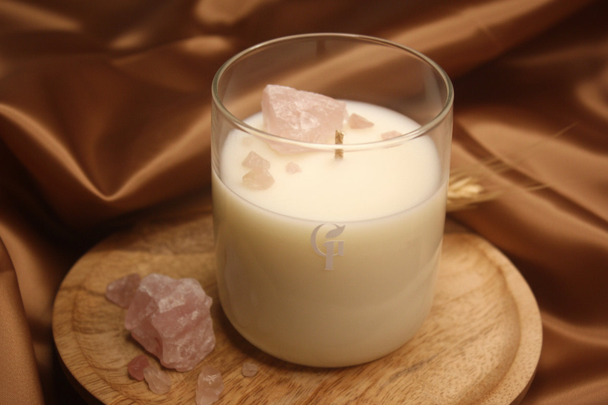 Vela Quartzo Rosa WHITE MUSK & ÂMBAR